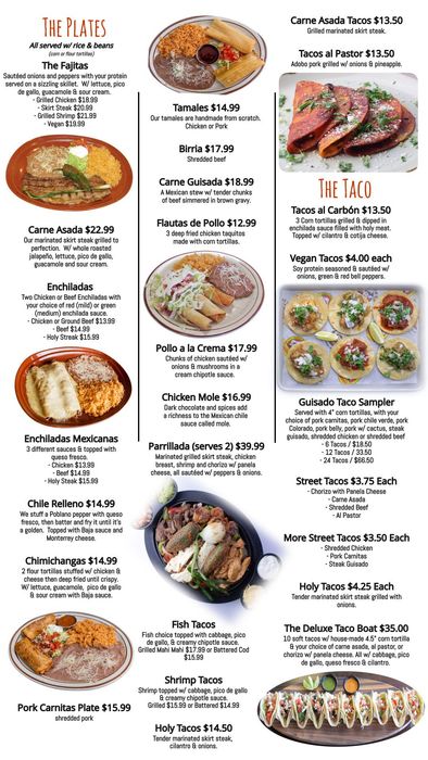 Tex mex deals menu